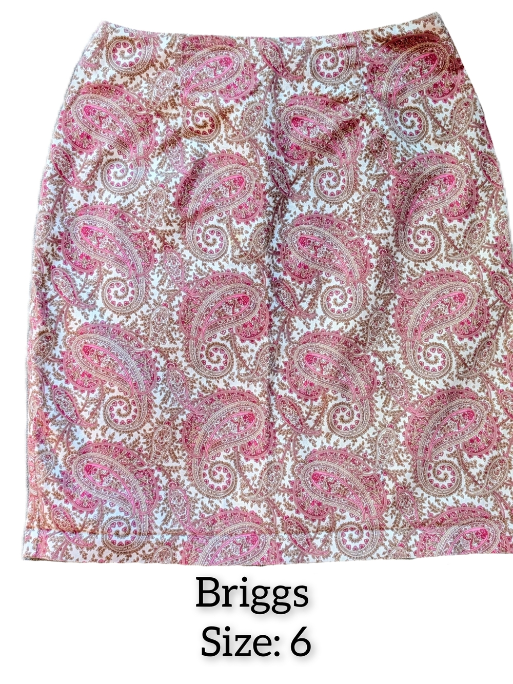 Briggs New York Pink and Cream Paisley Pencil Skirt